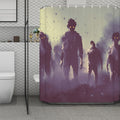 Halloween Zombie Crowd Print Polyester Shower Curtain