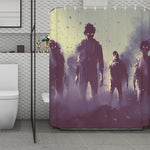 Halloween Zombie Crowd Print Polyester Shower Curtain