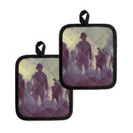 Halloween Zombie Crowd Print Pot Holders
