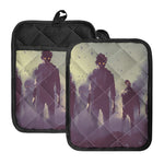 Halloween Zombie Crowd Print Pot Holders With Pocket