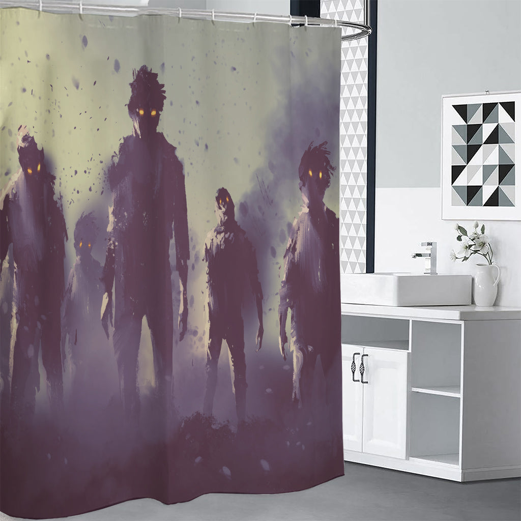 Halloween Zombie Crowd Print Premium Shower Curtain