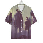 Halloween Zombie Crowd Print Rayon Hawaiian Shirt