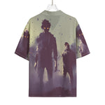 Halloween Zombie Crowd Print Rayon Hawaiian Shirt