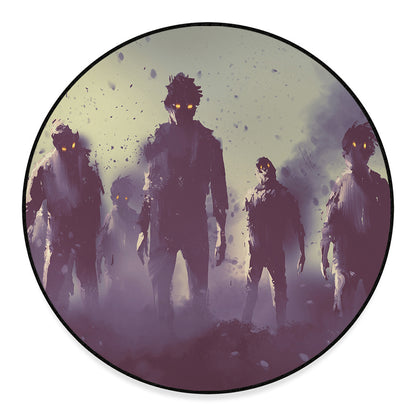 Halloween Zombie Crowd Print Round Floor Mat