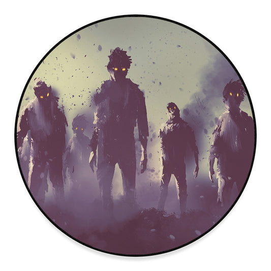 Halloween Zombie Crowd Print Round Floor Mat