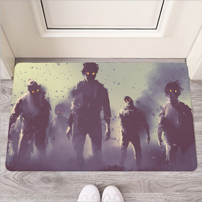 Halloween Zombie Crowd Print Rubber Doormat