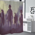 Halloween Zombie Crowd Print Shower Curtain