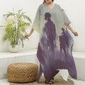 Halloween Zombie Crowd Print Silk V-Neck Kaftan Dress