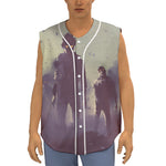 Halloween Zombie Crowd Print Sleeveless Baseball Jersey