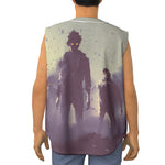 Halloween Zombie Crowd Print Sleeveless Baseball Jersey
