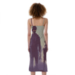 Halloween Zombie Crowd Print Slim Fit Midi Cami Dress