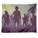 Halloween Zombie Crowd Print Tapestry