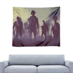 Halloween Zombie Crowd Print Tapestry