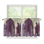 Halloween Zombie Crowd Print Tier Curtains