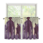 Halloween Zombie Crowd Print Tier Curtains