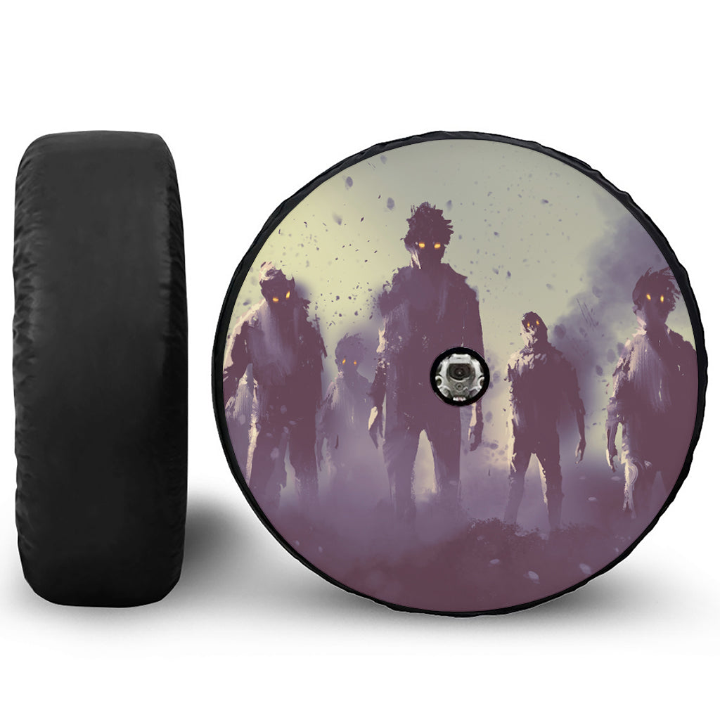 Halloween Zombie Crowd Print Tire Cover With Camera Hole