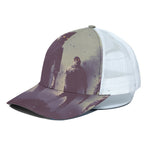 Halloween Zombie Crowd Print White Mesh Trucker Cap