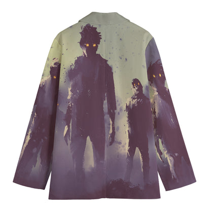 Halloween Zombie Crowd Print Women's Blazer