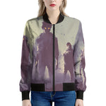 Halloween Zombie Crowd Print Women's Bomber Jacket