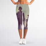 Halloween Zombie Crowd Print Women's Capri Leggings