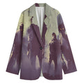 Halloween Zombie Crowd Print Women's Cotton Blazer