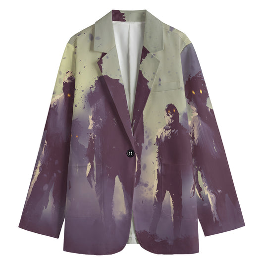Halloween Zombie Crowd Print Women's Cotton Blazer