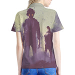 Halloween Zombie Crowd Print Women's Polo Shirt