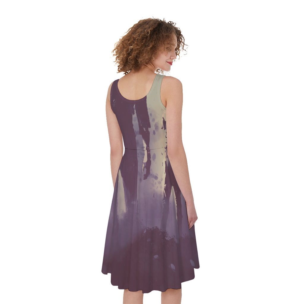 Halloween Zombie Crowd Print Women's Sleeveless Dress