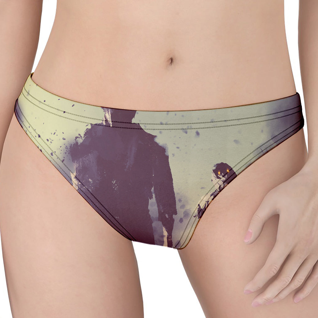 Halloween Zombie Crowd Print Women's Thong