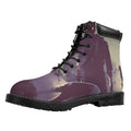 Halloween Zombie Crowd Print Padded Collar Lace Up Boots