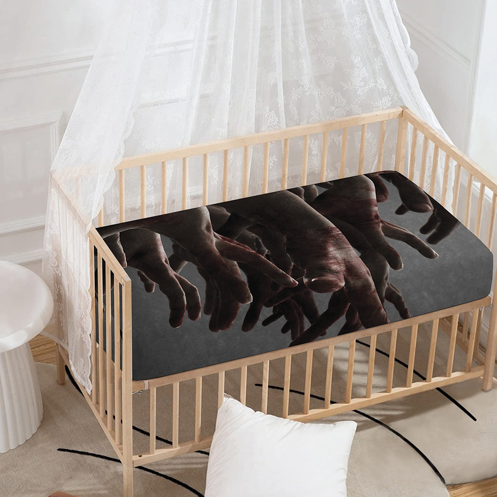 Halloween Zombie Hands Print Baby Crib Sheet