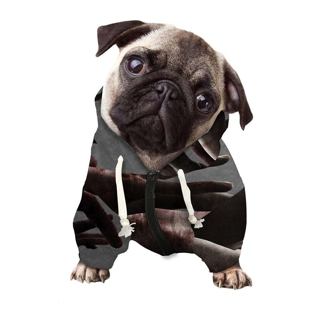 Halloween Zombie Hands Print Dog Zip Up Hoodie