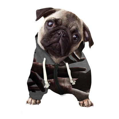 Halloween Zombie Hands Print Dog Zip Up Hoodie
