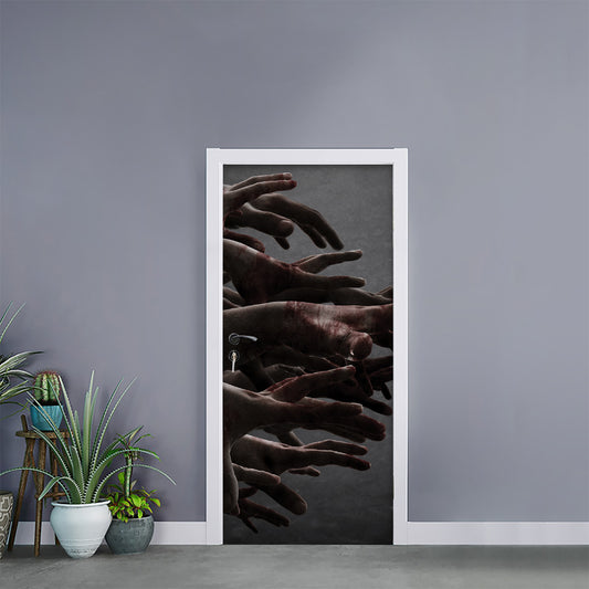 Halloween Zombie Hands Print Door Sticker