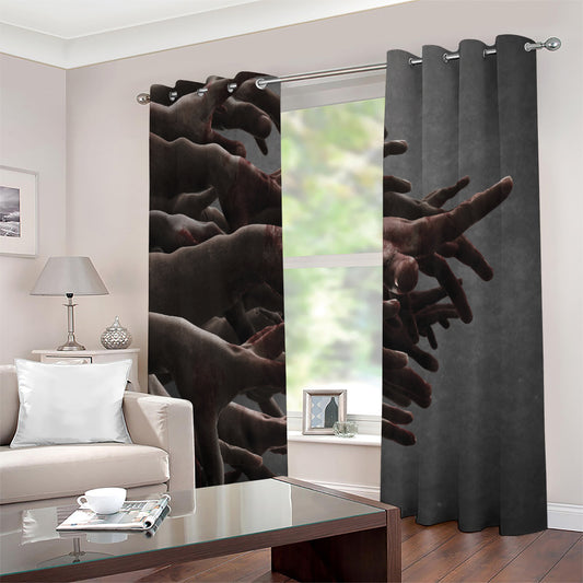 Halloween Zombie Hands Print Extra Wide Grommet Curtains