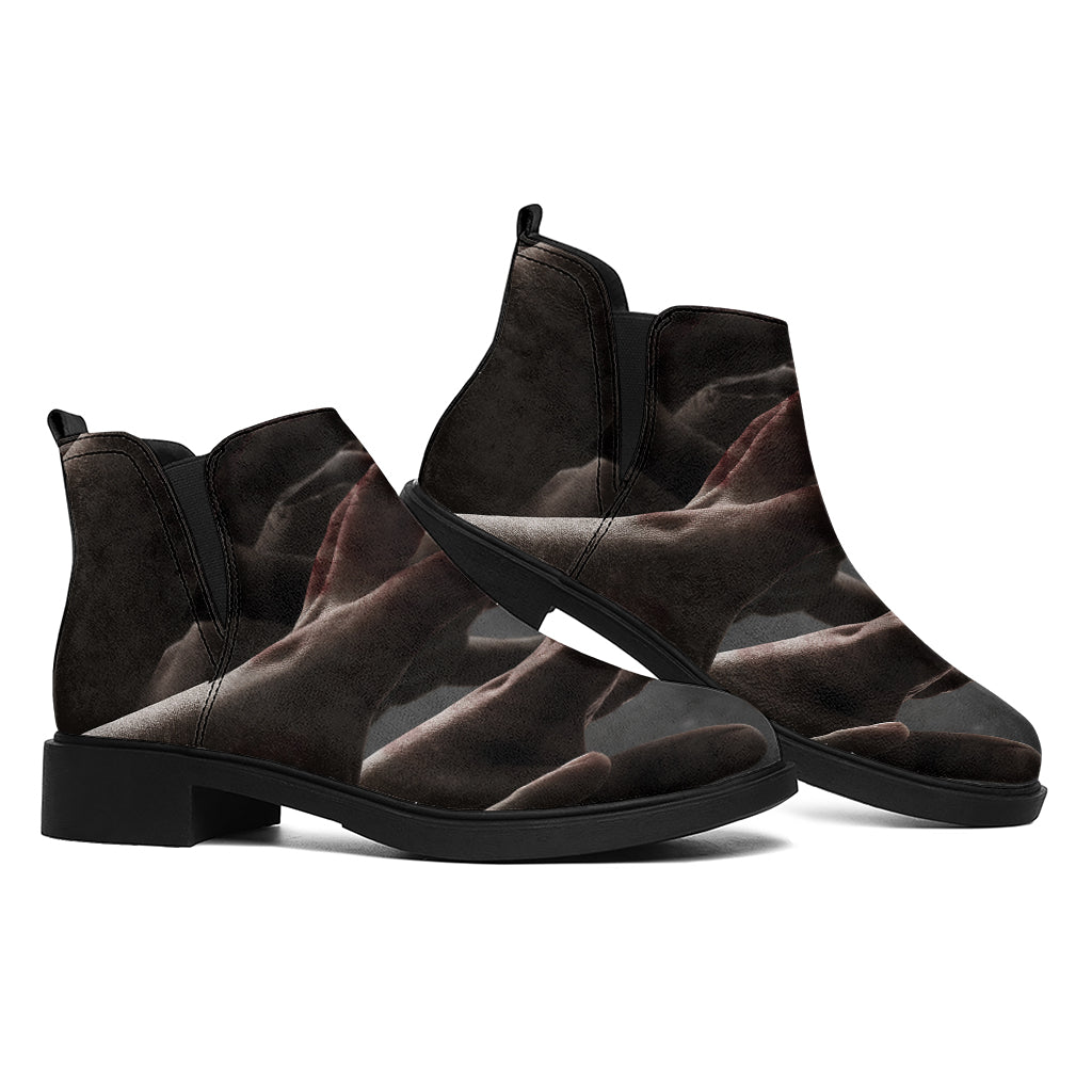 Halloween Zombie Hands Print Flat Ankle Boots