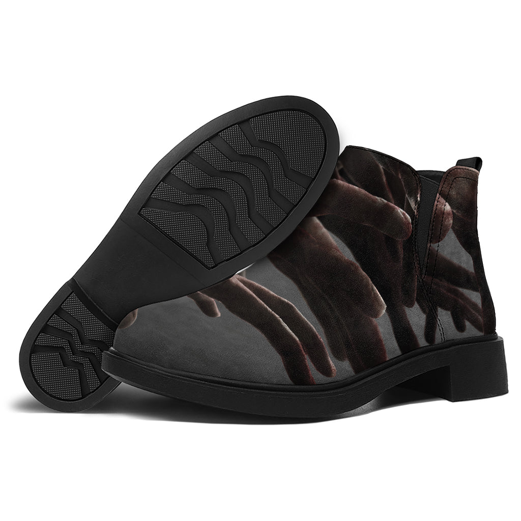 Halloween Zombie Hands Print Flat Ankle Boots
