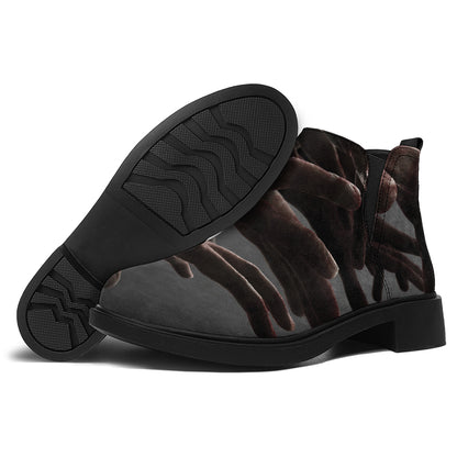 Halloween Zombie Hands Print Flat Ankle Boots