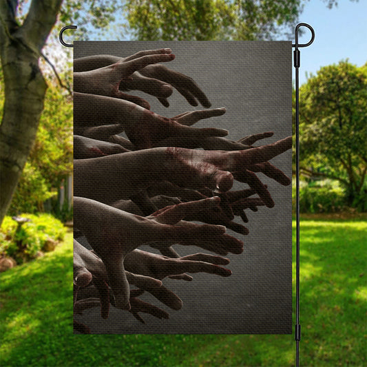 Halloween Zombie Hands Print Garden Flag