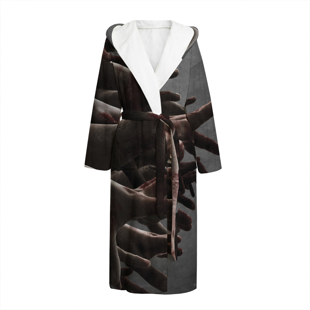 Halloween Zombie Hands Print Hooded Bathrobe