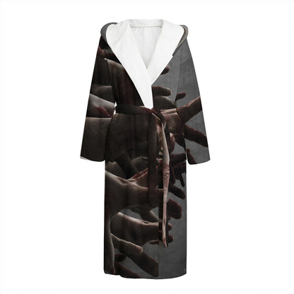 Halloween Zombie Hands Print Hooded Bathrobe