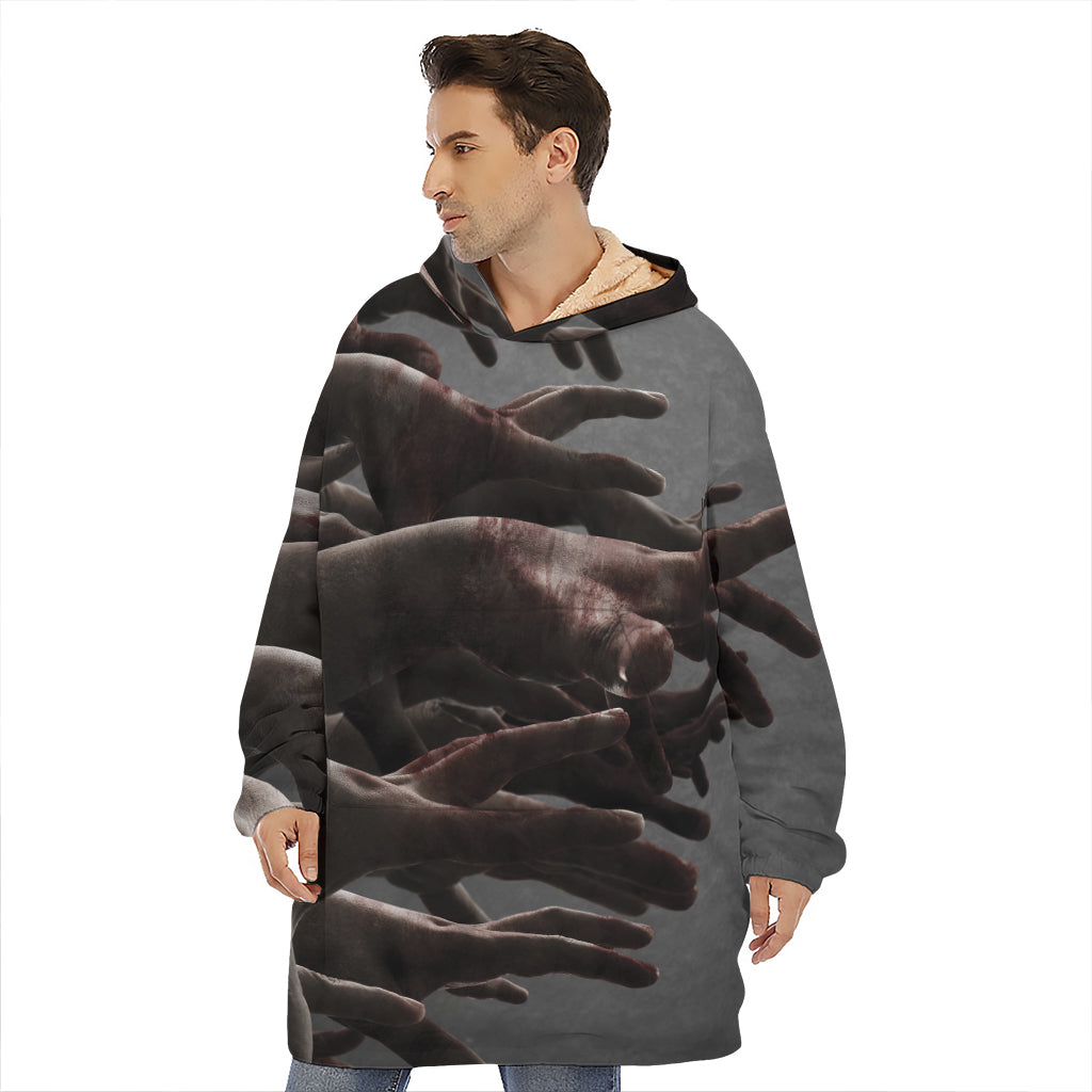 Halloween Zombie Hands Print Hoodie Blanket