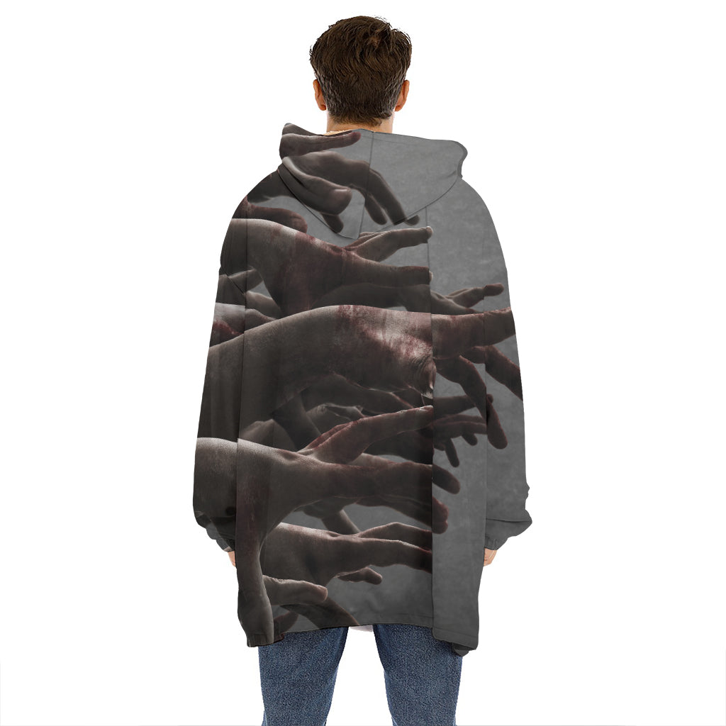 Halloween Zombie Hands Print Hoodie Blanket