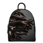 Halloween Zombie Hands Print Leather Backpack