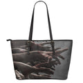 Halloween Zombie Hands Print Leather Tote Bag With Zipper