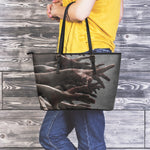 Halloween Zombie Hands Print Leather Tote Bag