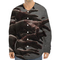 Halloween Zombie Hands Print Long Sleeve Baseball Jersey