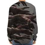 Halloween Zombie Hands Print Long Sleeve Baseball Jersey
