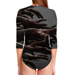 Halloween Zombie Hands Print Long Sleeve Swimsuit