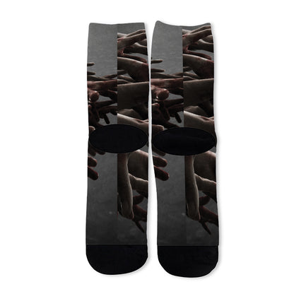 Halloween Zombie Hands Print Long Socks